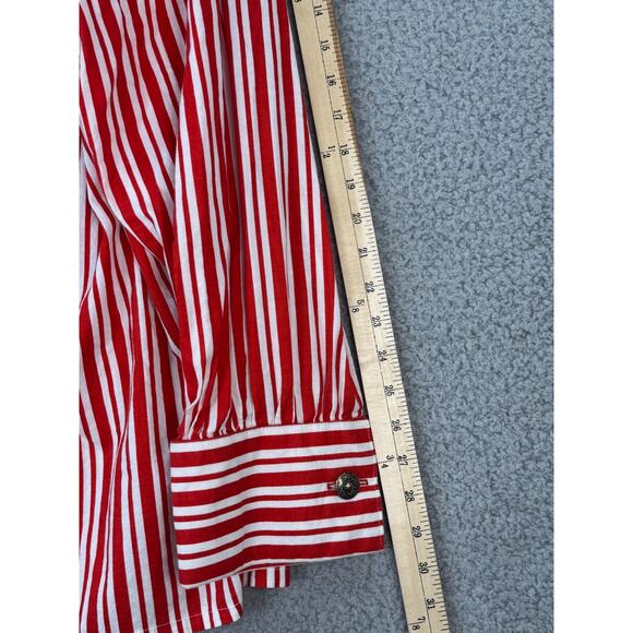 Unisex Red White Candy Cane Top Long Sleeve Button Cuff Handmade Long Sleeve - Picture 6 of 12